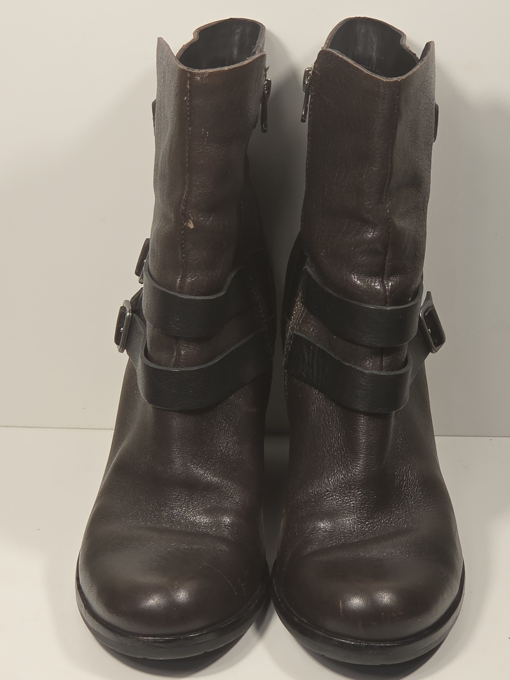 Kork-Ease Brown Leather Buckle Ankle Boots